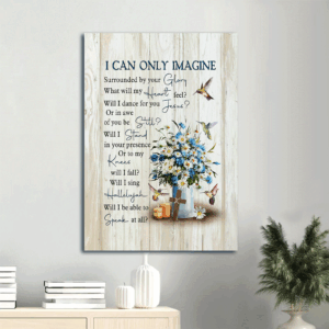 Jesus Portrait Poster Home Decor - Daisy Flower & Hummingbird Painting - Wooden Cross  Poster Home Decor Gift Gift for Christian - I Can Only Imagine