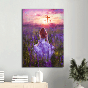 Jesus Portrait Poster: Lavender Field Girl Painting  Poster Home Decor Gift - Christian Home Decor Gift