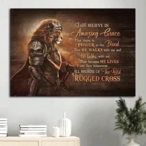 Jesus Landscape Poster: Warrior King of Kings Lion Drawing Home Decor Gift for Religious Christians - Amazing Grace