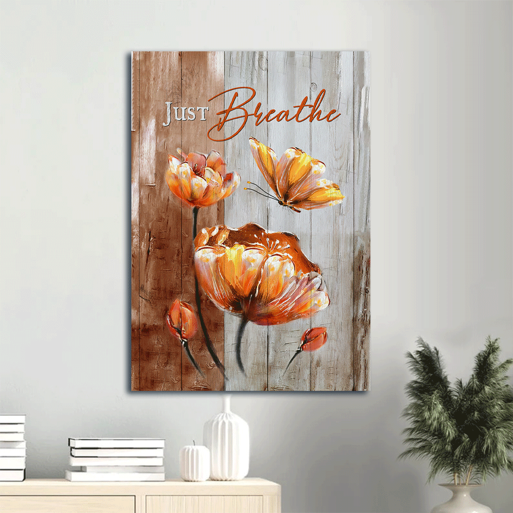Jesus Portrait & Butterfly Anemone Flower Poster Home Decor Gift for Christian – Just Breathe Jesus Portrait & Butterfly Anemone Flower Poster Home Decor Gift for Christian – Just Breathe