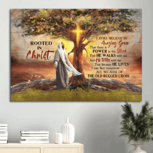 Jesus Landscape Poster - Magic Tree Religious Song Bible Verse - Inspirational Gift for Christian Home Decor