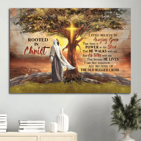 Jesus Landscape Poster – Magic Tree Religious Song Bible Verse – Inspirational Gift for Christian Home Decor