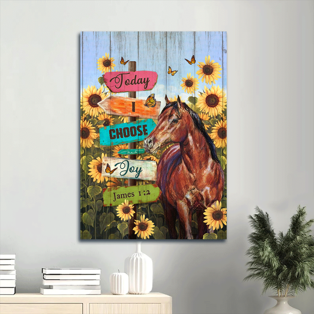 Christian Home Decor Gift: Jesus Portrait Poster with Abstract Horse Painting Sunflower Field Monarch Butterfly – Today I Choose Joy Christian Home Decor Gift: Jesus Portrait Poster with Abstract Horse Painting Sunflower Field Monarch Butterfly – Today I Choose Joy