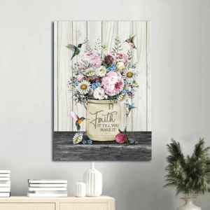 Abstract Jesus Portrait Poster: Colorful Flower & Hummingbird Home Decor Gift for Christian Faith