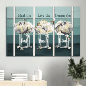 Jesus Landscape Poster Home Decor Gift - Abstract Hummingbird Watercolor Flowers Inspirational Quote - Religious Christian Gift - Dream The Future