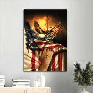 Jesus Portrait Poster: Bald Eagle & American Flag Home Decor Gift for Christian