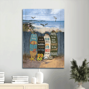 Jesus Portrait Beach Scene Poster: Christian Home Decor Gift with Gulls Seagulls Starfish - It s Okay To Make Mistakes