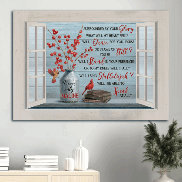 Jesus Landscape Poster Home Decor Gift – Beautiful Cardinal Drawing – Vintage Book Art for Christian Home – I Can Only Imagine