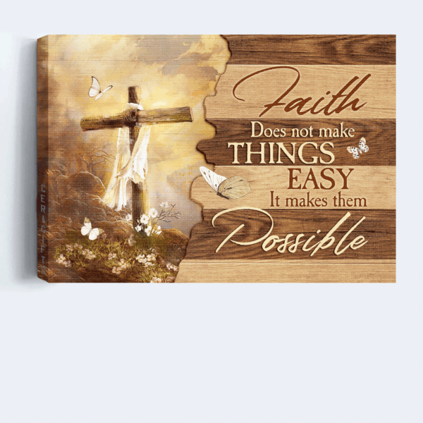 Jesus Landscape Poster Home Decor Gift – Beautiful Cross Mountain Drawing – Gift For Christian – Faithful Decor