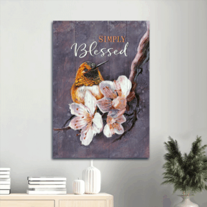 Jesus Portrait and Yellow Hummingbird Poster Home Decor- Christian Gift- Simply Blessed