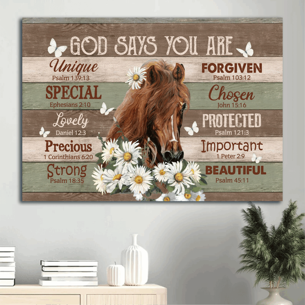 Jesus Landscape Poster: Horse Daisy Butterfly Poster Home Decor Gift Home Decor Gift for Christian – God Says You Are Jesus Landscape Poster: Horse Daisy Butterfly Poster Home Decor Gift Home Decor Gift for Christian – God Says You Are