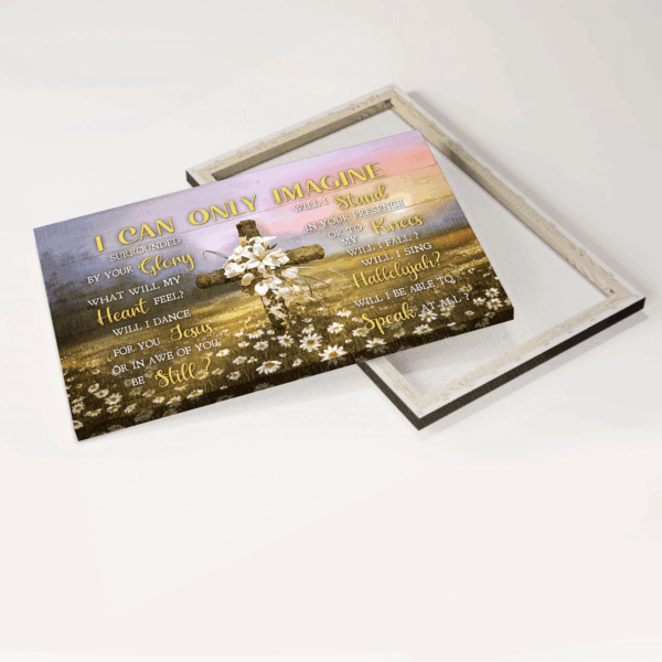 Jesus Landscape Poster Home Decor Gift – Beautiful Lily and Cross Sunset Scene – Gift for Christian Devotion