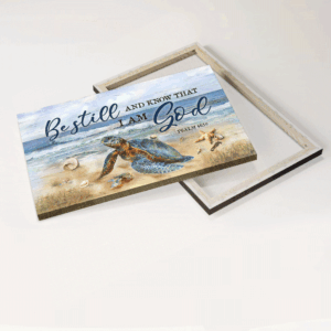 Christian Home Decor Gift - Jesus Landscape Poster with Turtle Ocean Starfish - Be Still and Know - Unique Wall Art 1