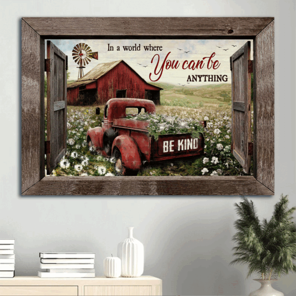 Christian Home Decor Gift: Jesus Landscape Poster – Dandelion Field & Ladybug Car
