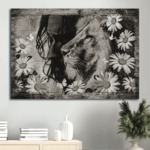 Jesus Landscape Poster Home Decor Gift - Black & White Watercolor Lion & Daisy  Poster Home Decor Gift - Christian Wall Art