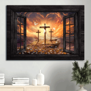 Sunset Jesus Landscape Poster in Black Frame - Christian Wall Art Gift