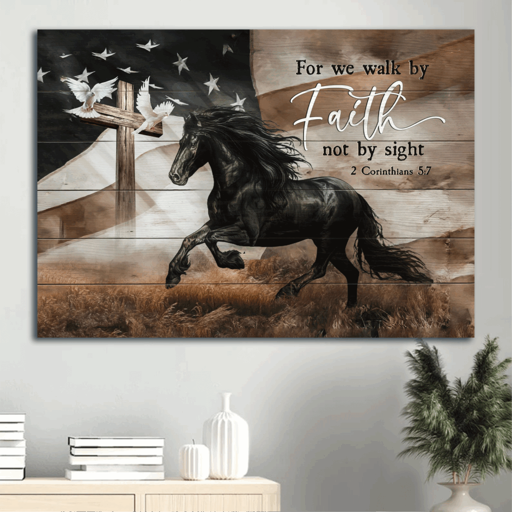 Jesus Landscape Poster Home Decor Gift – Black Horse US Flag Dove Wooden Cross – Christian Faith Wall Art Jesus Landscape Poster Home Decor Gift – Black Horse US Flag Dove Wooden Cross – Christian Faith Wall Art
