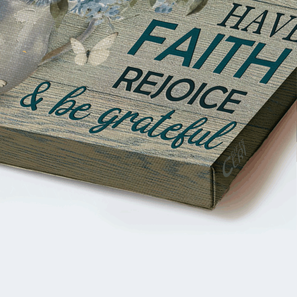 Christian Home Decor Gift: Jesus Landscape Poster with Blue Jasmine Hydrangea Flower and White Butterfly  Poster Home Decor Gift – Pray Big Worry Small – Christian Wall Art Prints