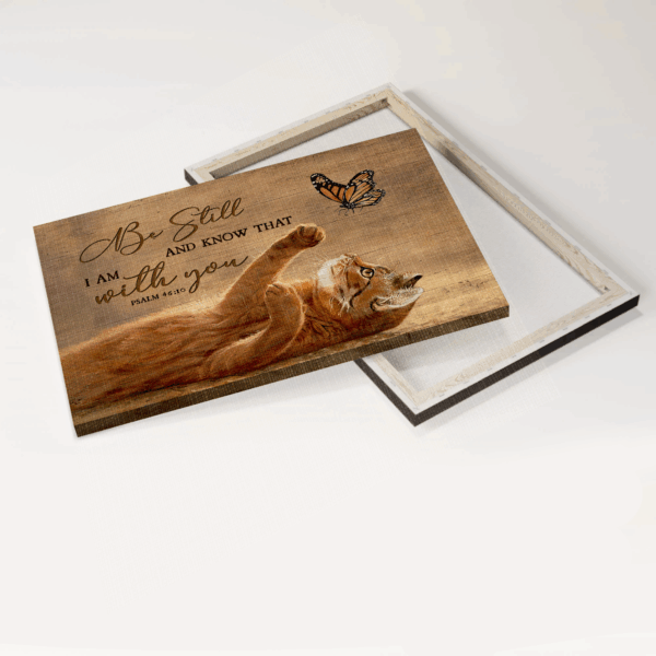 Jesus Landscape Poster Home Decor Gift – Brown Cat & Butterfly Drawing  Poster Home Decor Gift for Christian & Cat Lover – Be Still
