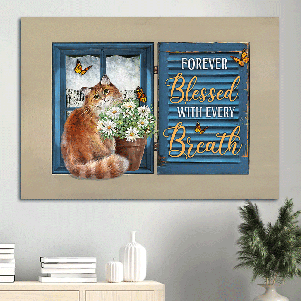 Jesus Landscape Poster: Brown Cat Poster Home Decor Gift Daisy Vase Blue Window – Christian Home Decor Gift for Cat Lovers – Forever Blessed Jesus Landscape Poster: Brown Cat Poster Home Decor Gift Daisy Vase Blue Window – Christian Home Decor Gift for Cat Lovers – Forever Blessed