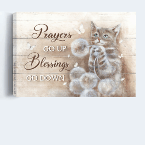 Jesus Landscape Poster Home Decor Gift - Brown Cat Drawing & Dandelion Field Poster Home Decor Gift - Christian Cat Lover Gift 1