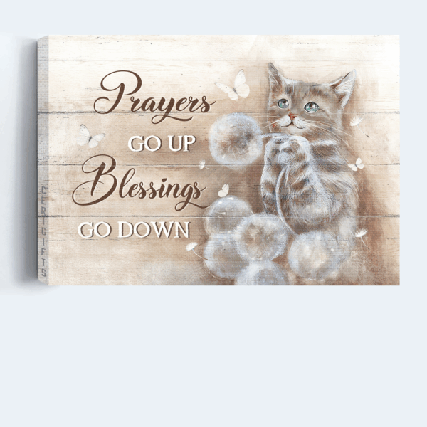 Jesus Landscape Poster Home Decor Gift – Brown Cat Drawing & Dandelion Field  Poster Home Decor Gift – Christian Cat Lover Gift
