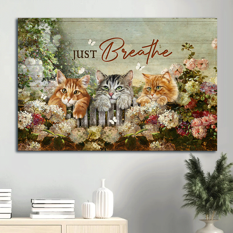 Jesus Landscape Poster Home Decor Gift – Adorable Cat Flower Garden White Butterfly – Religious Christian Gift – Just Breathe Jesus Landscape Poster Home Decor Gift – Adorable Cat Flower Garden White Butterfly – Religious Christian Gift – Just Breathe
