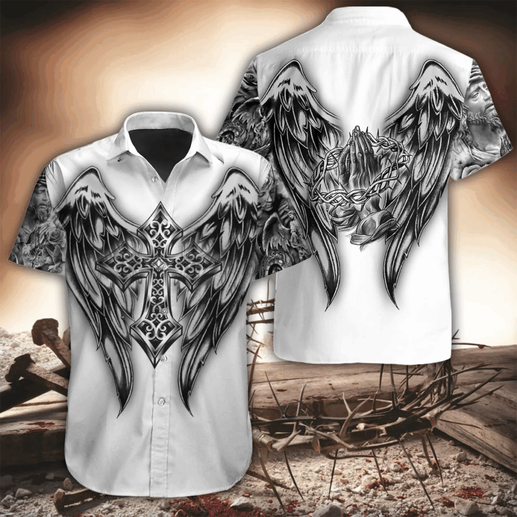 Jesus Christ Cross and Wings 3D Hawaiian Shirt for Men and Women – Unique Design Jesus Christ Cross and Wings 3D Hawaiian Shirt for Men and Women – Unique Design