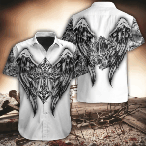 Jesus Christ Cross and Wings 3D Hawaiian Shirt for Men and Women - Unique Design