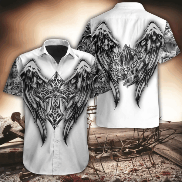 Jesus Christ Cross and Wings 3D Hawaiian Shirt for Men and Women – Unique Design