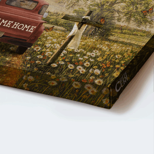 Jesus Landscape Poster Home Decor Gift – Beautiful Countryside Dandelion Field Ladybug Car – Perfect Gift For Christian Home Decor – Country Roads Take Me Home