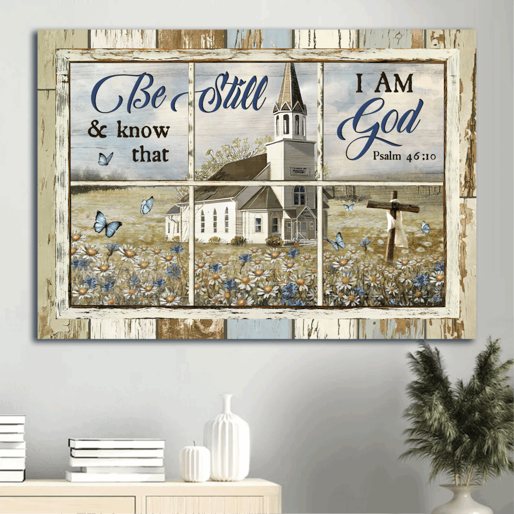 Jesus Landscape Poster Home Decor Gift – Beautiful Church Daisy Garden Rugged Cross – Gift for Christian – Be Still and Know I Am God Jesus Landscape Poster Home Decor Gift – Beautiful Church Daisy Garden Rugged Cross – Gift for Christian – Be Still and Know I Am God