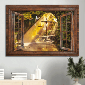 Jesus Cave Window Frame Poster - Stunning Morning Sunlight Home Decor Gift for Christian