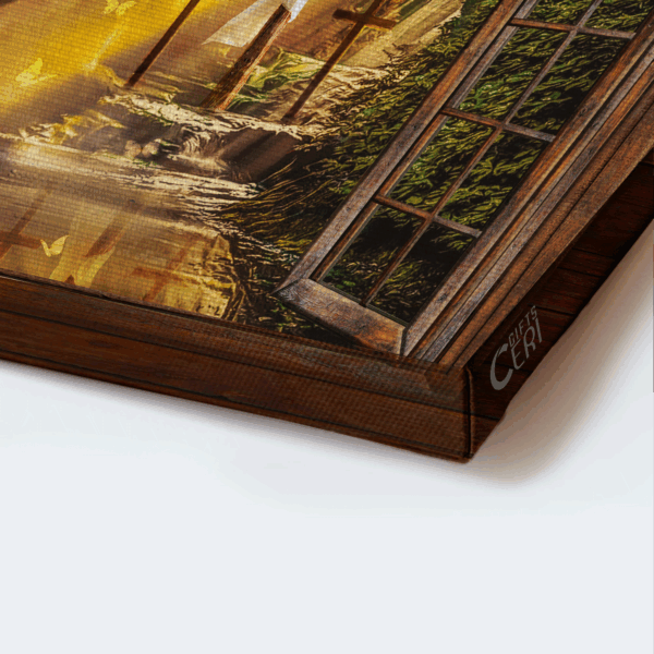 Jesus Cave Window Frame Poster – Stunning Morning Sunlight Home Decor Gift for Christian