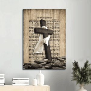 Jesus Portrait Poster Home Decor Gift - Christian Wall Art with Black Cross White Silk Painting Music Sheet - Perfect Gift for Christians