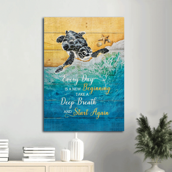 Christian Jesus Portrait Poster: Black Turtle & Ocean Painting  Poster Home Decor Gift Home Decor Gift