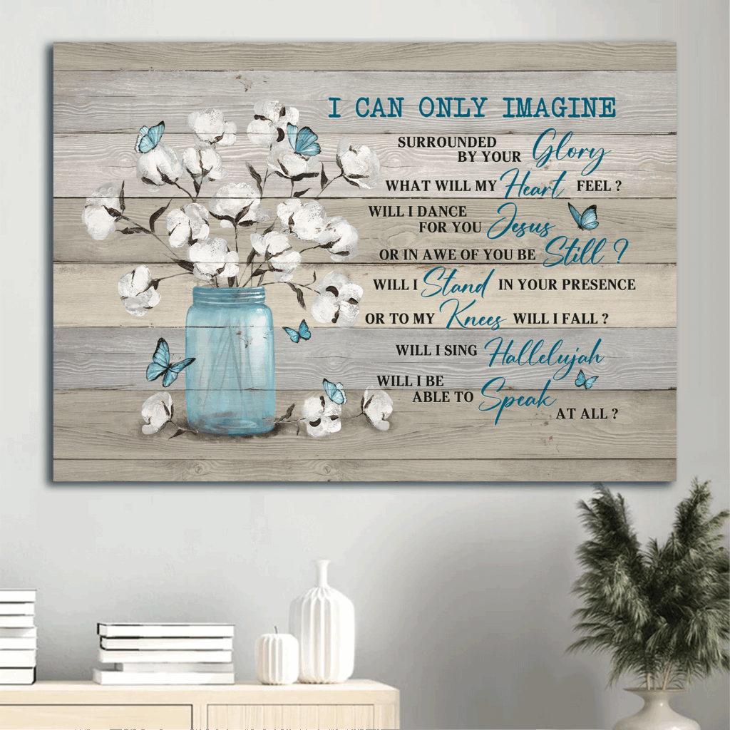 Christian Home Decor Gift: Jesus Landscape Poster with Blue Butterfly and Cotton Flower Painting Poster Home Decor Gift – I Can Only Imagine Wall Art Prints Christian Home Decor Gift: Jesus Landscape Poster with Blue Butterfly and Cotton Flower Painting Poster Home Decor Gift – I Can Only Imagine Wall Art Prints