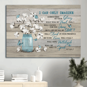Christian Home Decor Gift: Jesus Landscape Poster with Blue Butterfly and Cotton Flower Painting  Poster Home Decor Gift - I Can Only Imagine Wall Art Prints