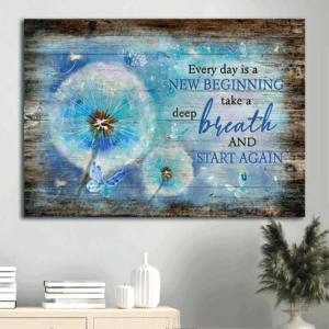 Blue Butterfly & Dandelion  Poster Home Decor Gift - Christian Home Decor Gift - New Beginning Landscape Poster