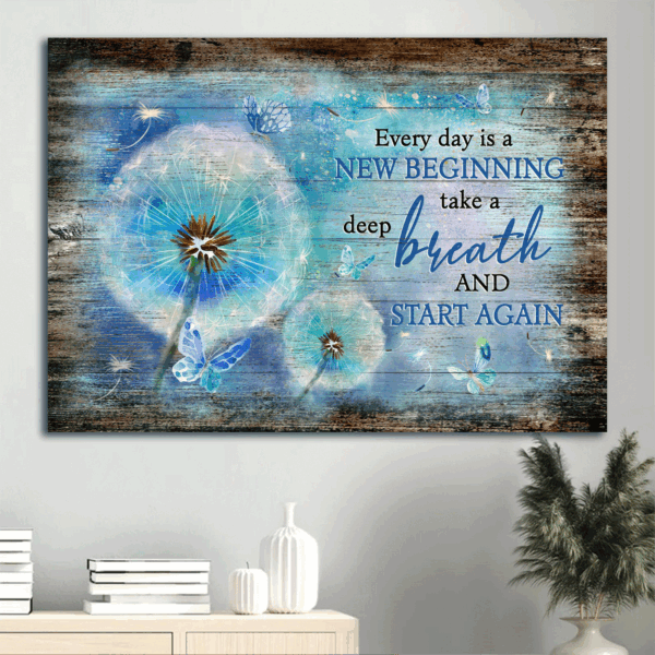 Blue Butterfly & Dandelion  Poster Home Decor Gift – Christian Home Decor Gift – New Beginning Landscape Poster