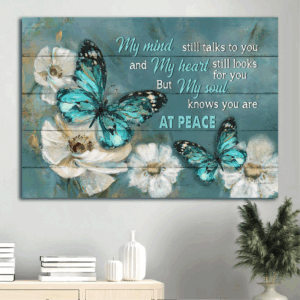 Christian Home Decor Gift: Jesus & Watercolor Jasmine Landscape Poster with Blue Butterfly - My Mind Still Talks to You