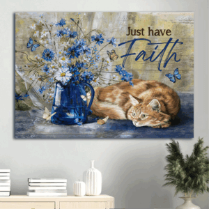 Christian Landscape Poster Home Decor Gift - Jesus Daisy Cat  Poster Home Decor Gift - Faith Wall Art