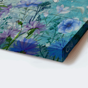 Jesus Landscape Poster Home Decor Gift - Blue Flower Garden & Butterfly - Christian Spring Painting 1