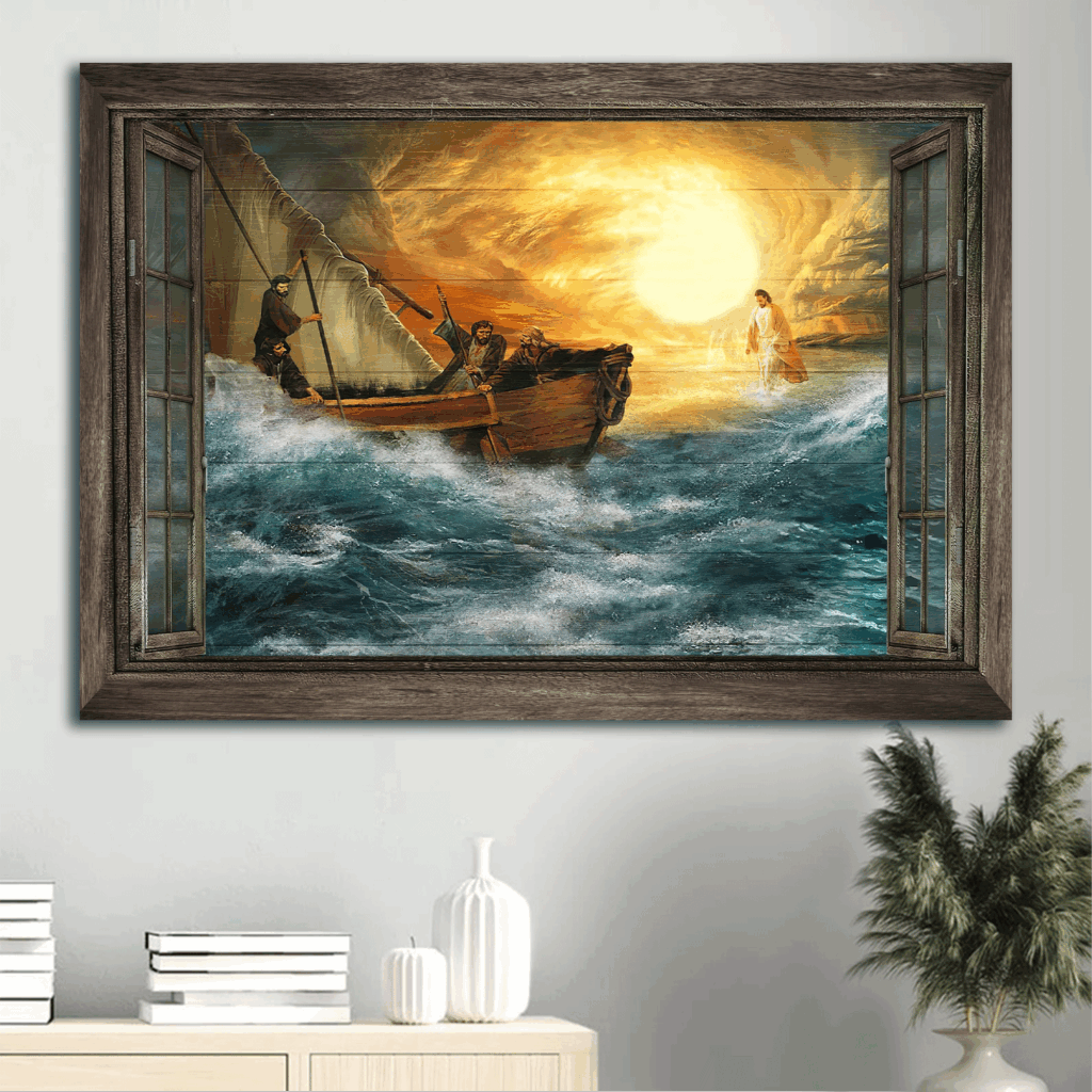 Blue Ocean Jesus Landscape Poster: God Guides Us Through Storm Poster Home Decor Gift – Gift for Christian Home Decor Blue Ocean Jesus Landscape Poster: God Guides Us Through Storm Poster Home Decor Gift – Gift for Christian Home Decor