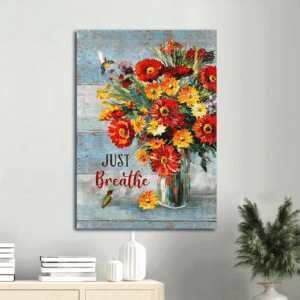 Jesus Portrait Poster Home Decor Gift - Vibrant Flower Painting with Colorful Hummingbird and Still Life Drawing - Perfect Gift for Christians - Wall Art Prints