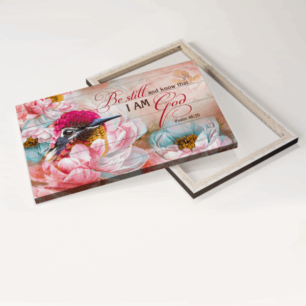 Christian Landscape Poster: Hummingbird & Camellia Flower  Poster Home Decor Gift Decor – Be Still & Know God – Wall Art Print