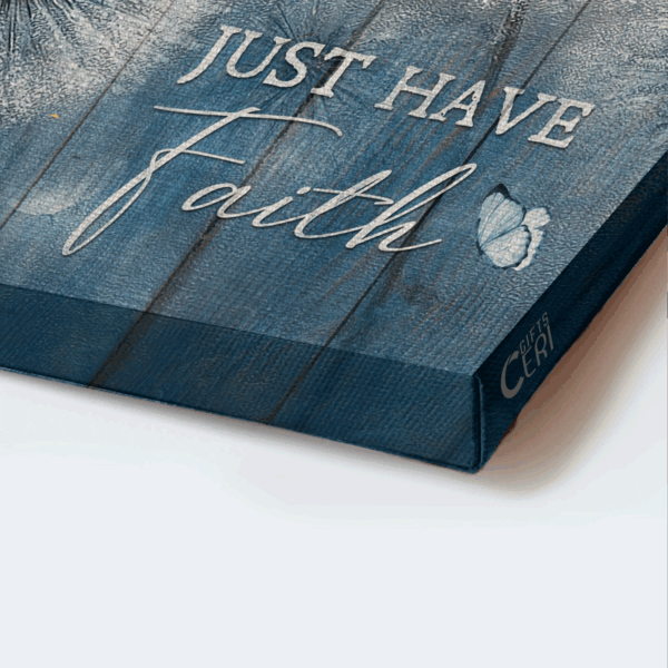 Christian Home Decor Gift – Jesus Landscape Poster with Dandelion and Blue Butterfly – Just Have Faith