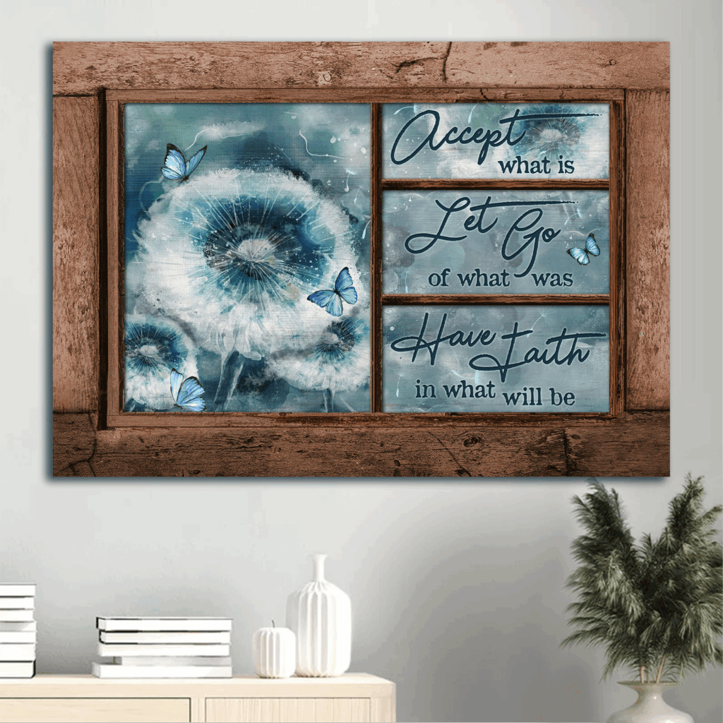 Jesus Landscape & Blue Butterfly Poster Home Decor Gift for Christian – Accept What Is Let Go Jesus Landscape & Blue Butterfly Poster Home Decor Gift for Christian – Accept What Is Let Go