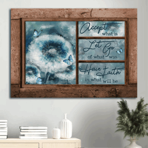 Jesus Landscape & Blue Butterfly Poster Home Decor Gift for Christian - Accept What Is Let Go