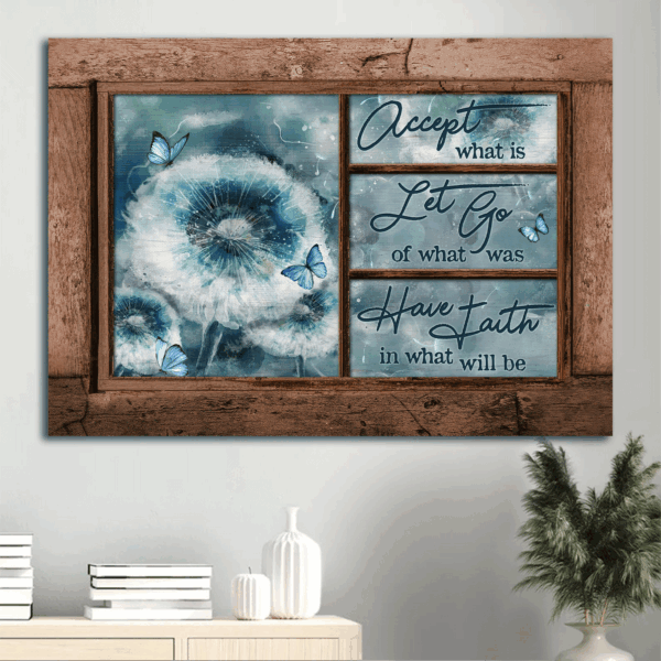 Jesus Landscape & Blue Butterfly Poster Home Decor Gift for Christian – Accept What Is Let Go